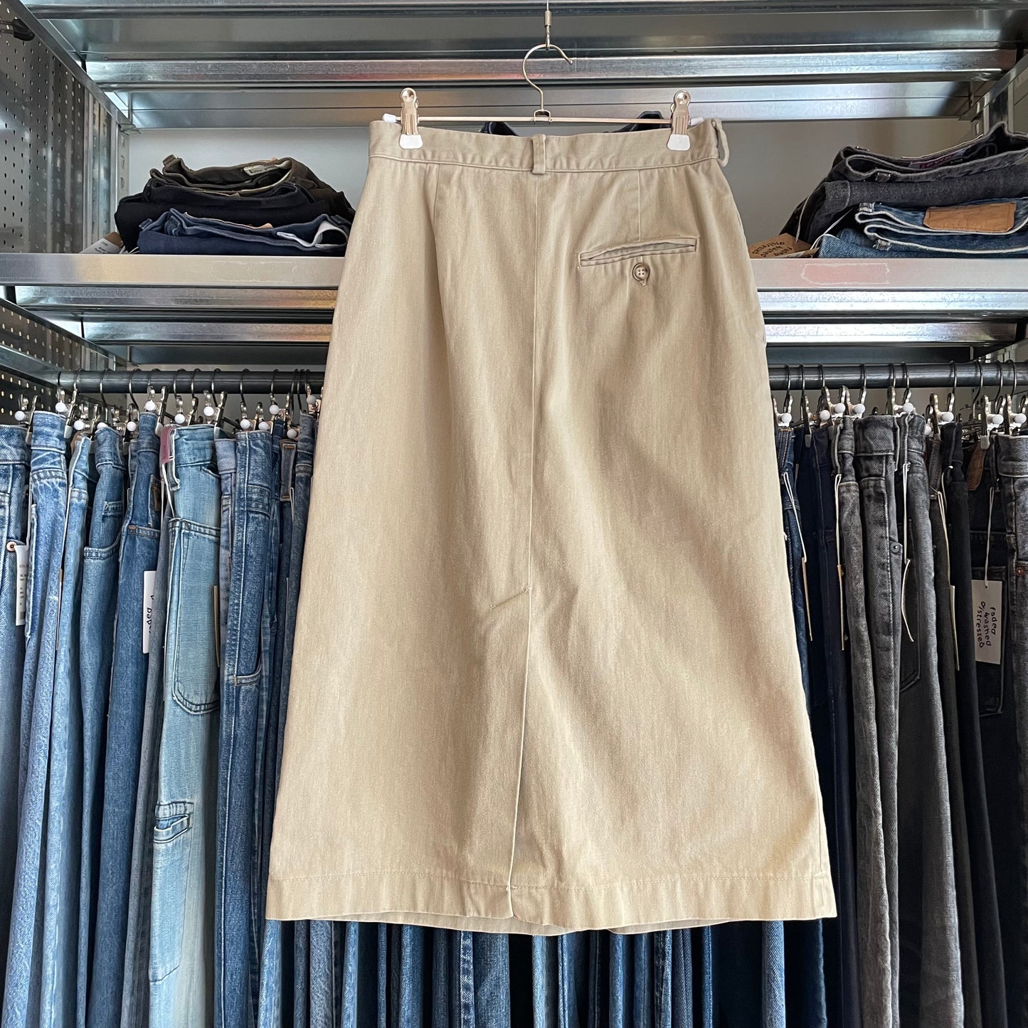Pleated Chino Skirt Beige