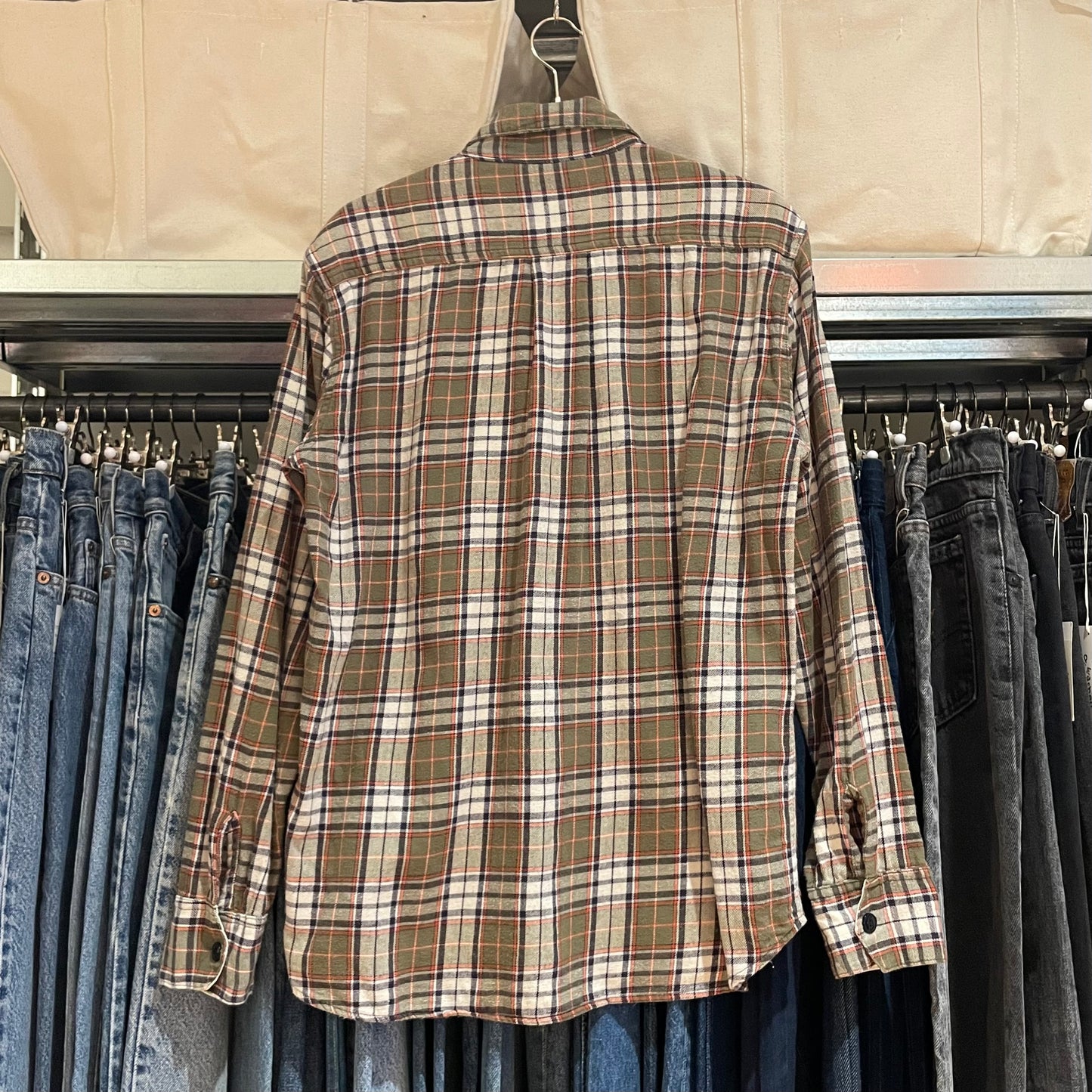 Green Red Plaid Flannel Shirt