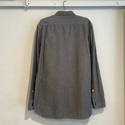 Geometric Embroidered Work Shirt Grey