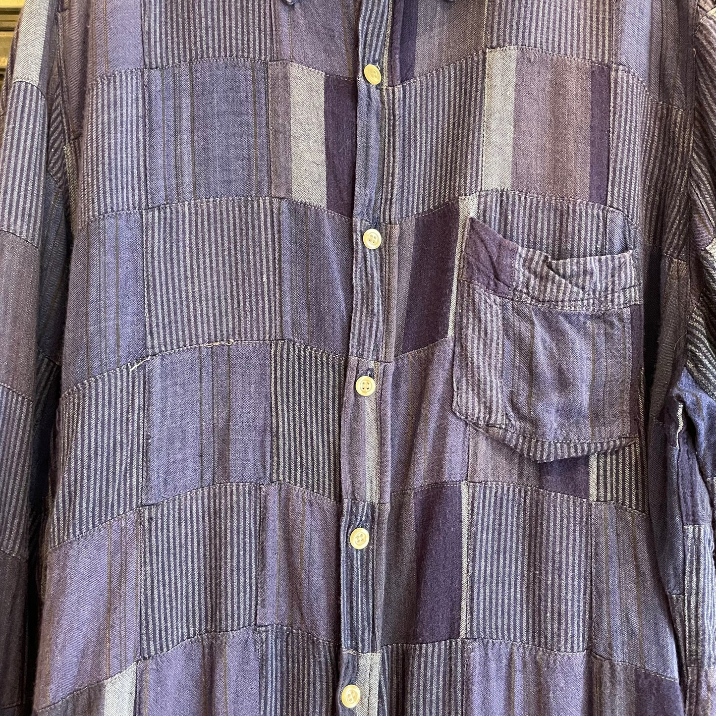 Patchwork Rayon Shirt Blue
