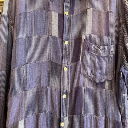 Patchwork Rayon Shirt Blue