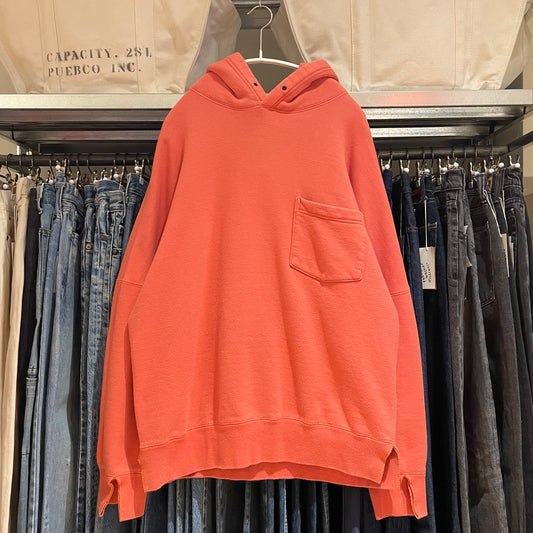 Chest Pocket Hoodie Pullover Orange
