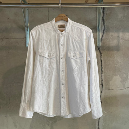 Band Collar Shirt White