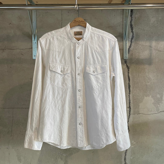 Band Collar Shirt White