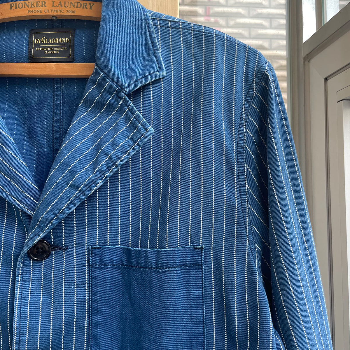 Stripe Shop Coat Blue