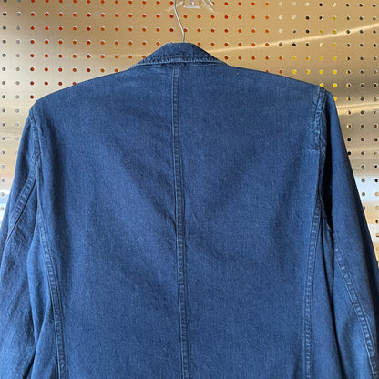 Indigo Faded Denim Workwear Blazer