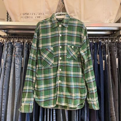 Tartan Flannel Shirt Green Cotton