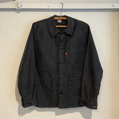 French Work Jacket Moleskin Black Washed