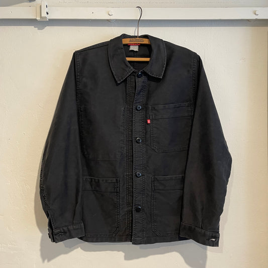 French Work Jacket Moleskin Black Washed