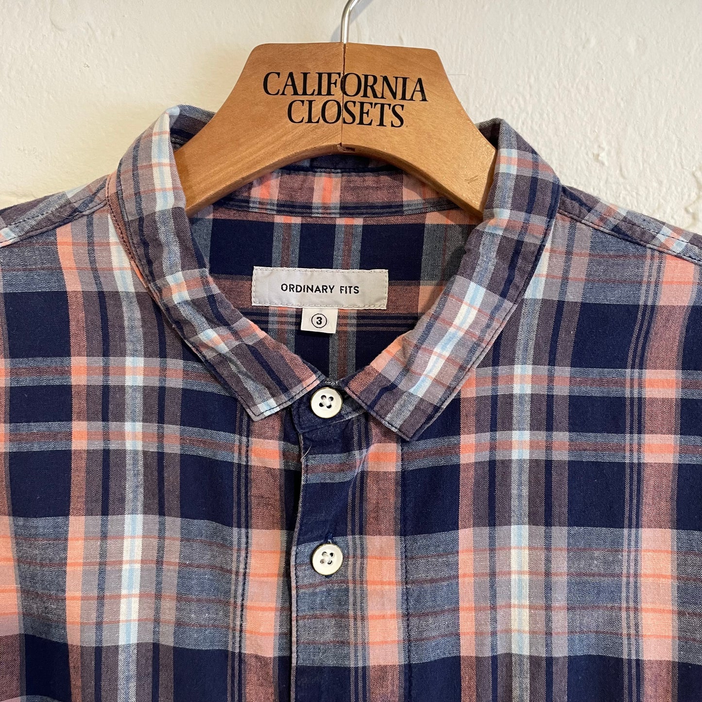 Plaid Long Sleeve Check Shirt Cotton Navy