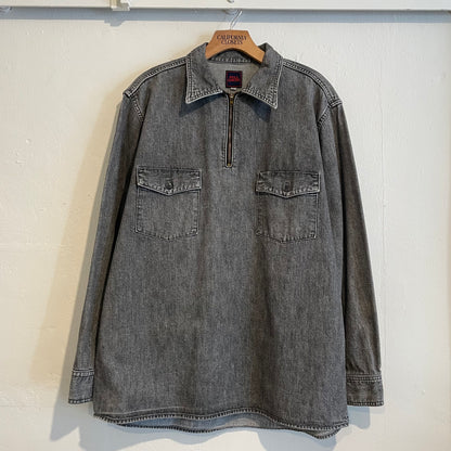 Talon Zip Denim Pullover Faded Blue