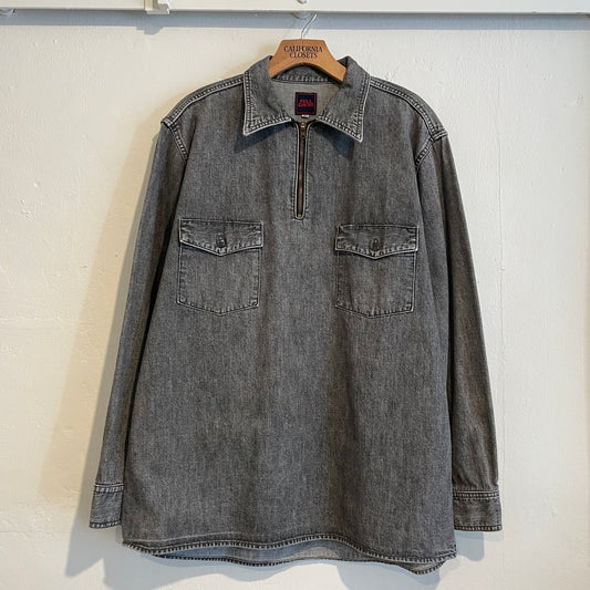 Talon Zip Denim Pullover Faded Blue