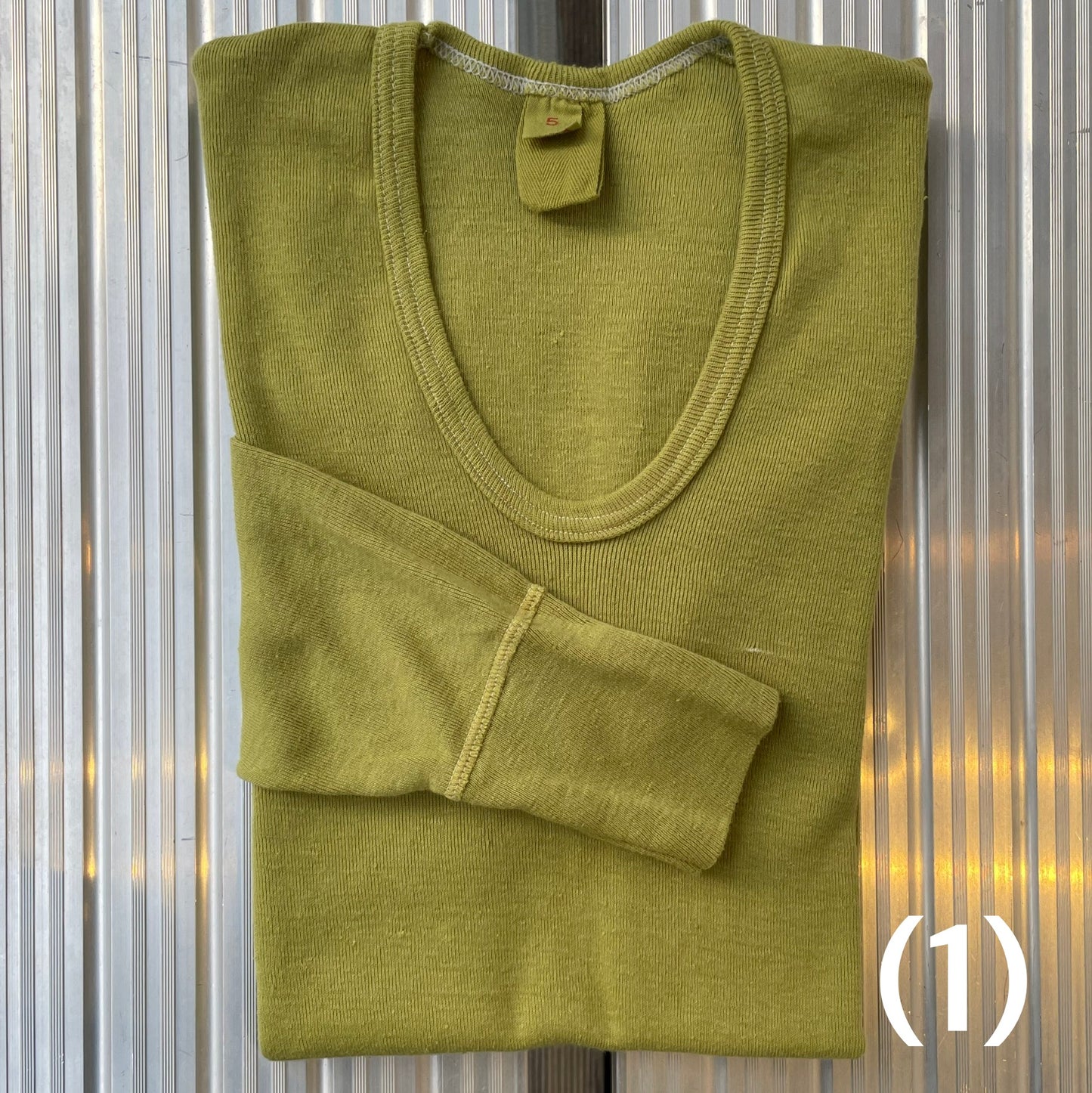 Dyed German Military U-Neck L/S T-Shirt Green