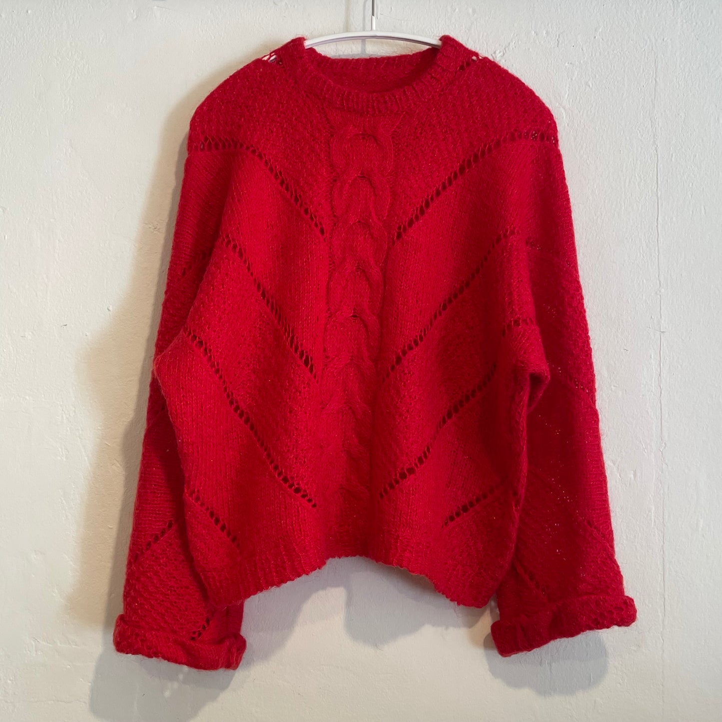 Wide Sleeves Knit Sweater Red