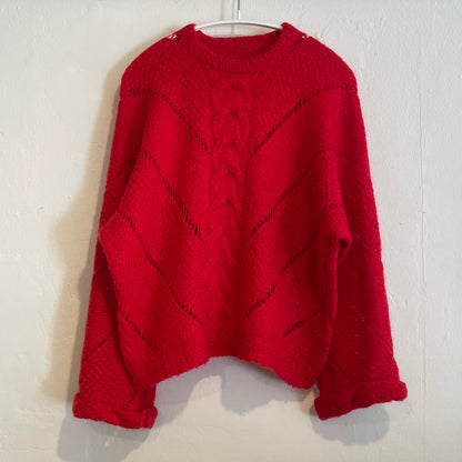 Wide Sleeves Knit Sweater Red