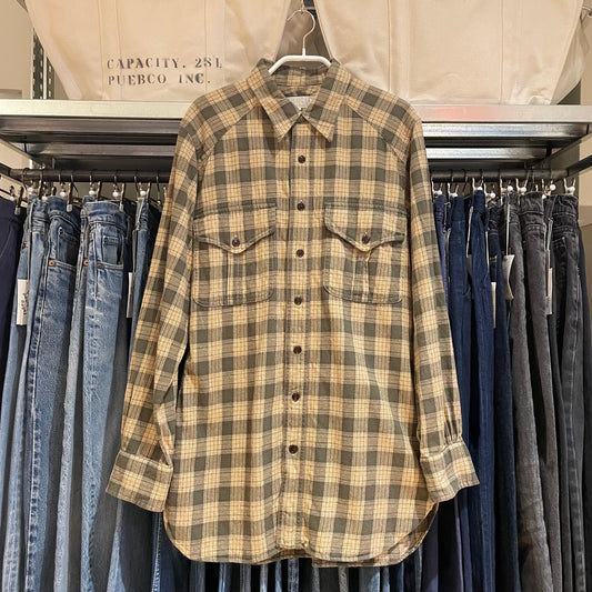 Plaid Work Shirt Beige Cotton