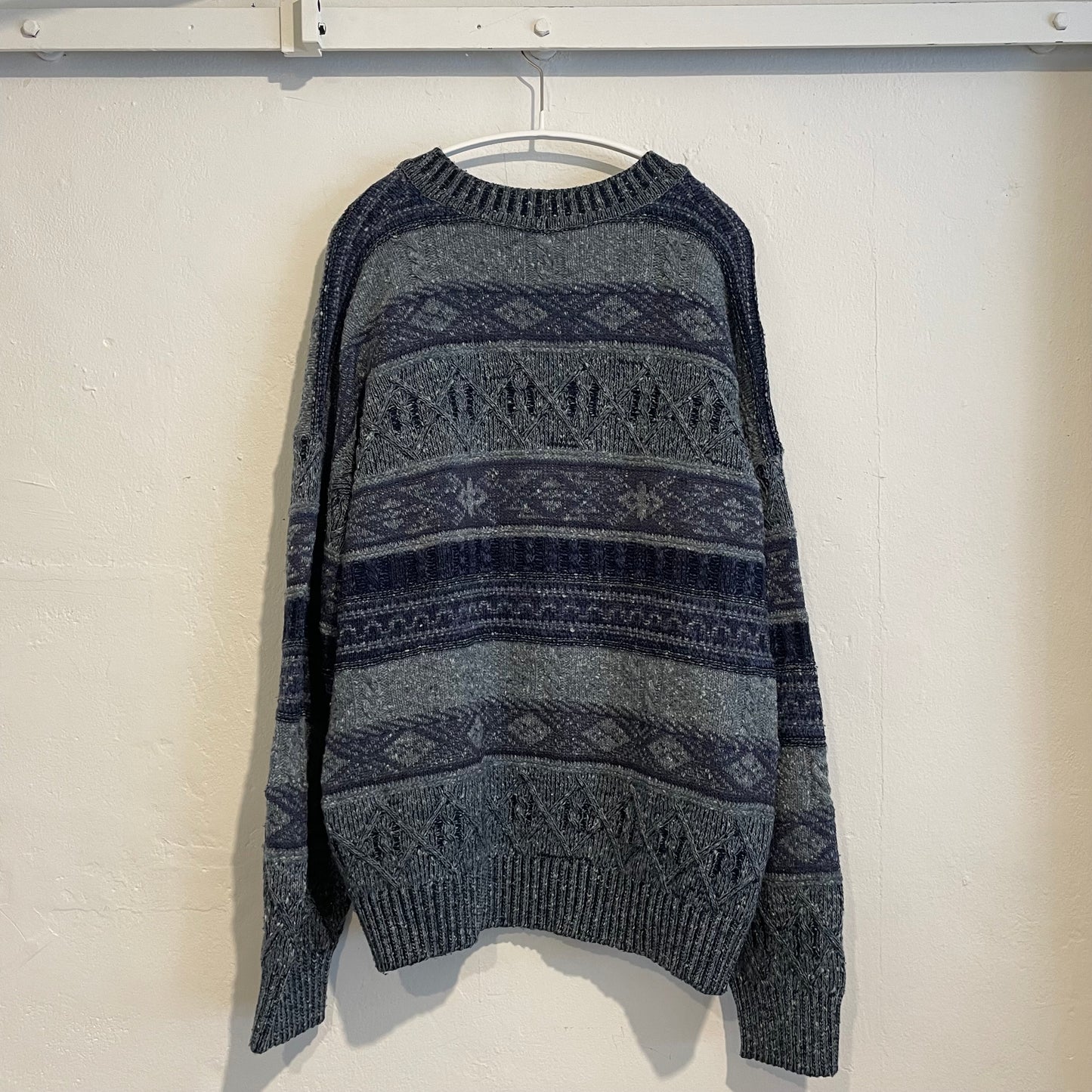 Fair Isle Wool Cardigan Gray