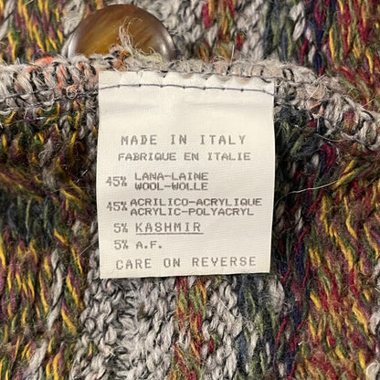 Fair Isle Wool Knit Cardigan Gray