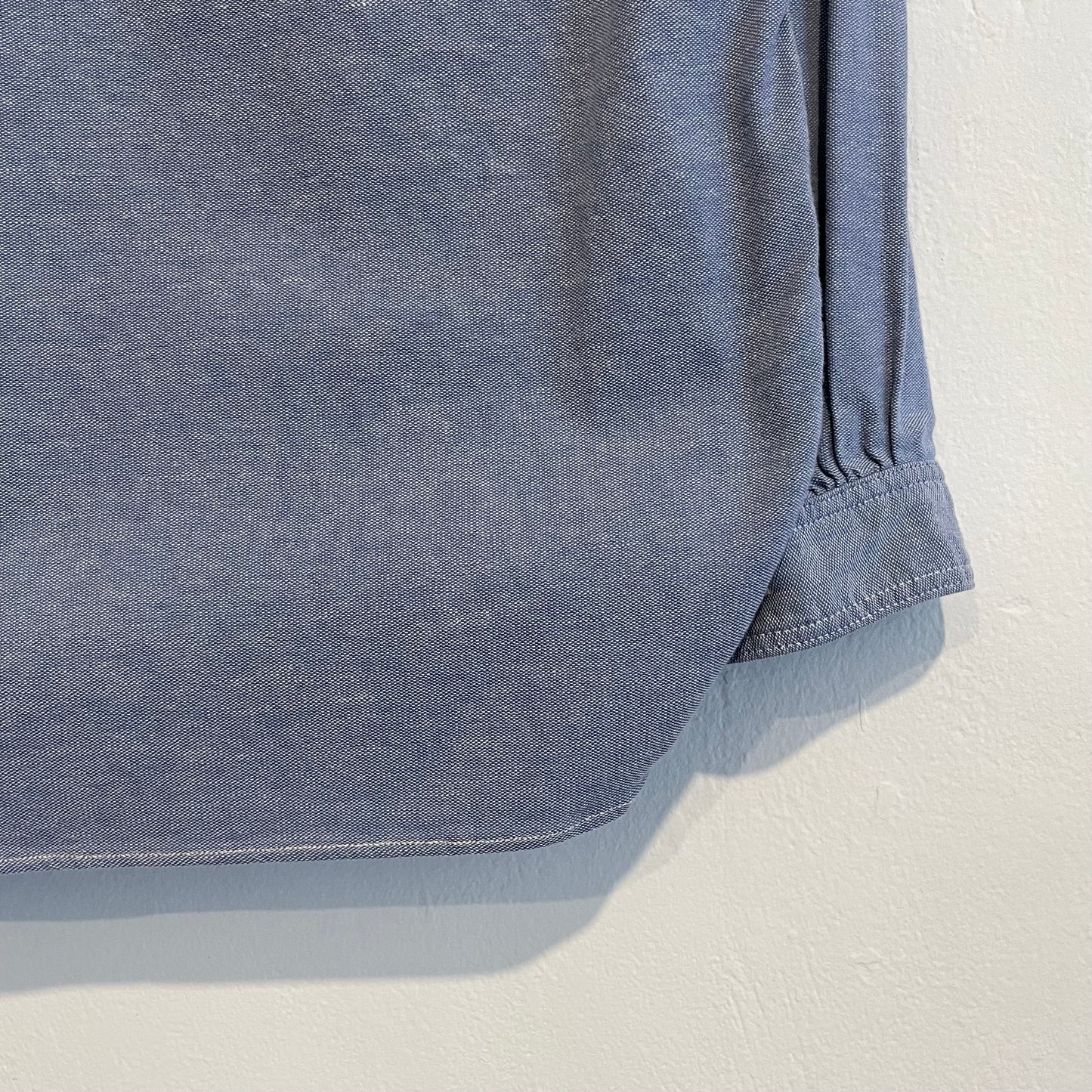 Chambray Band Collar Work Shirt Light Blue