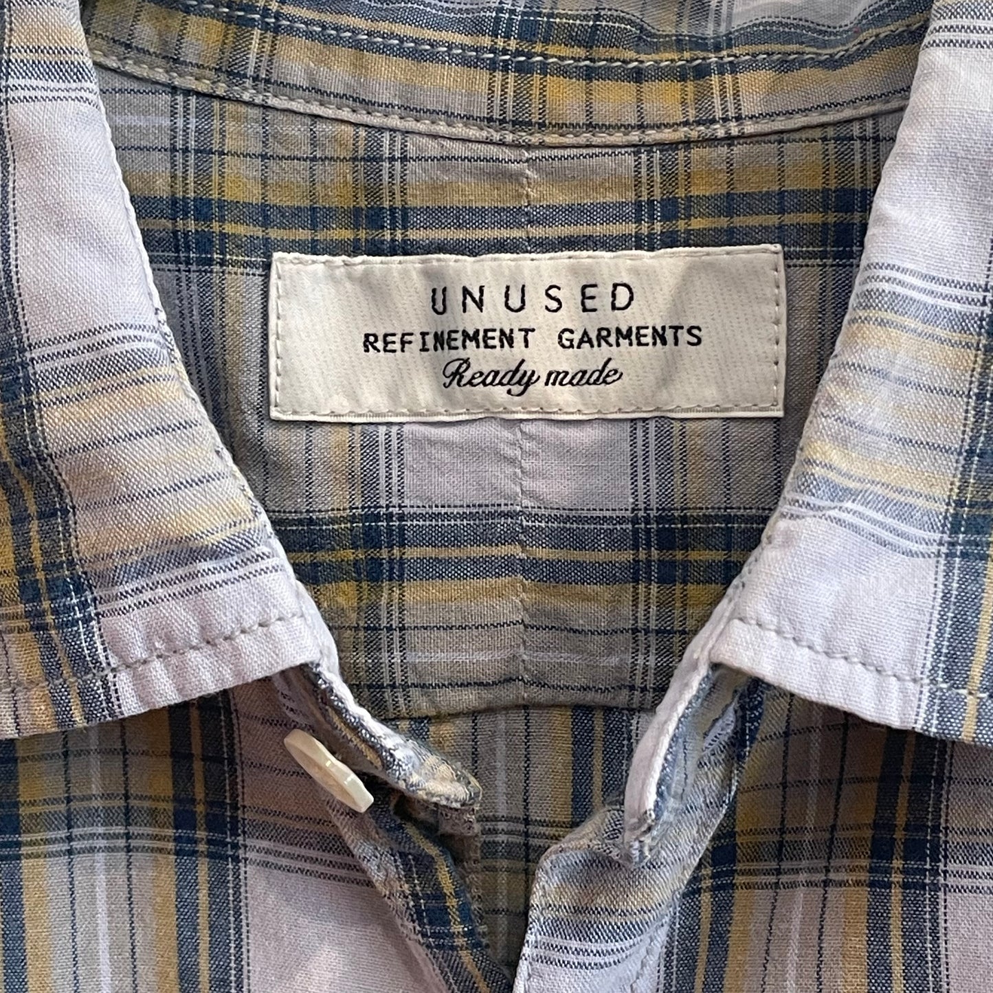 Lightweight Plaid Button-Up Shirt Blue/Yellow