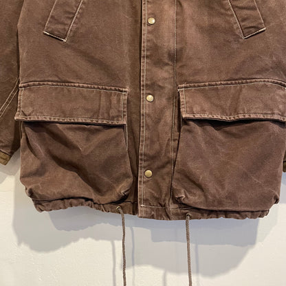 Corduroy Collar Quilted Lined Cotton Jacket Brown