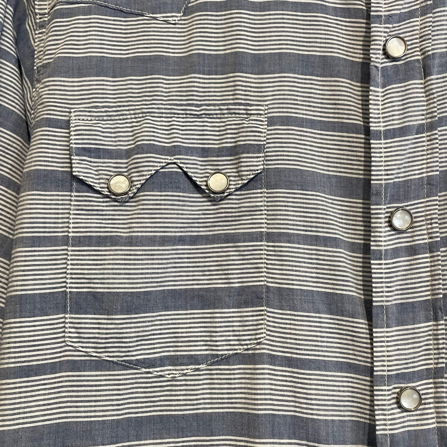 Striped Pocket Western Shirt Blue