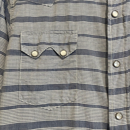 Striped Pocket Western Shirt Blue