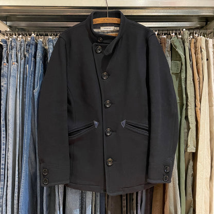 Military Pea Coat Wool Striped-Lined Black