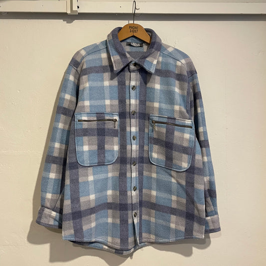 Plaid Fleece Shirt Jacket Blue