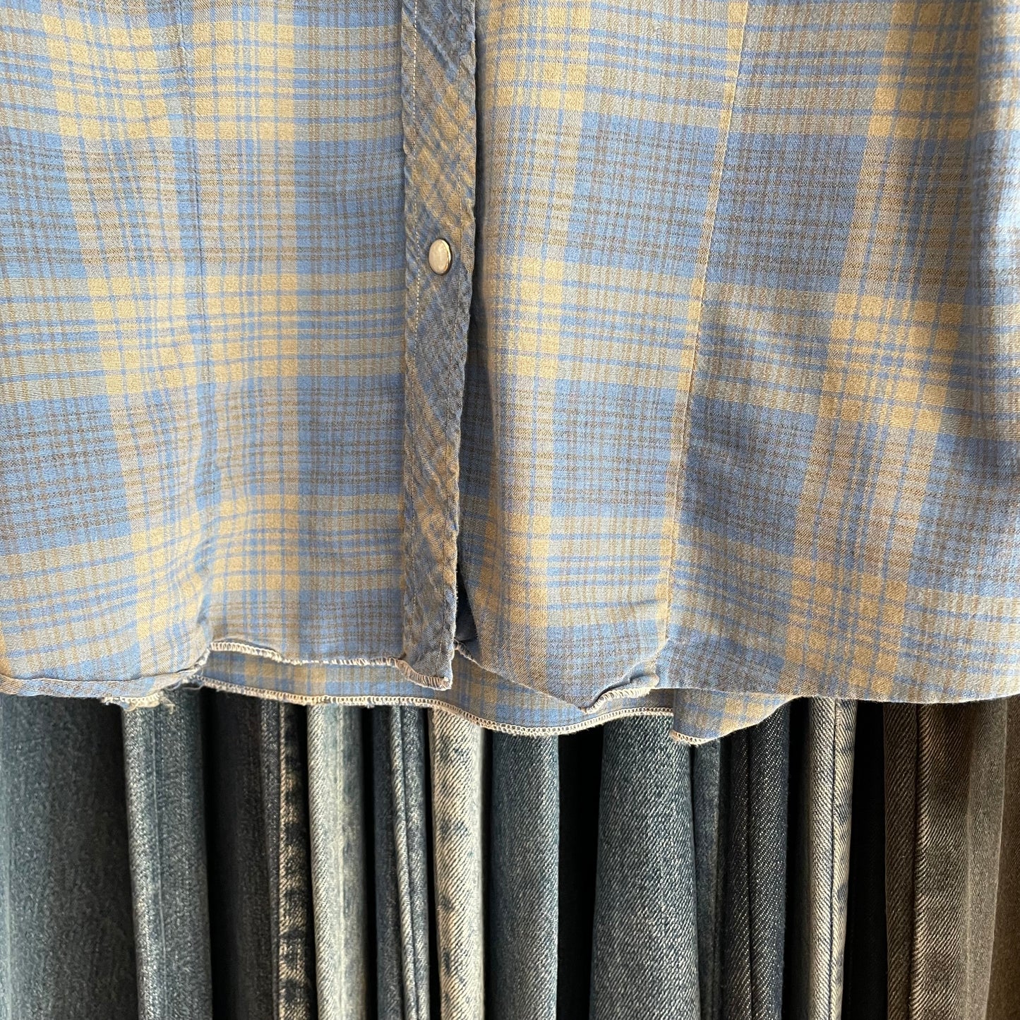 Plaid Pearl Snap Shirt Blue
