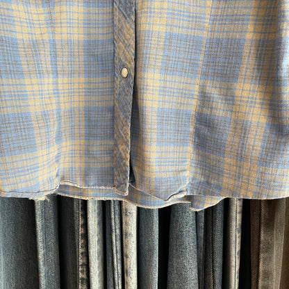 Plaid Pearl Snap Shirt Blue