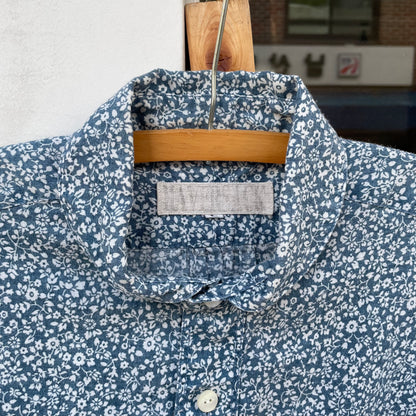 Small Floral Shirt Short Sleeve Blue
