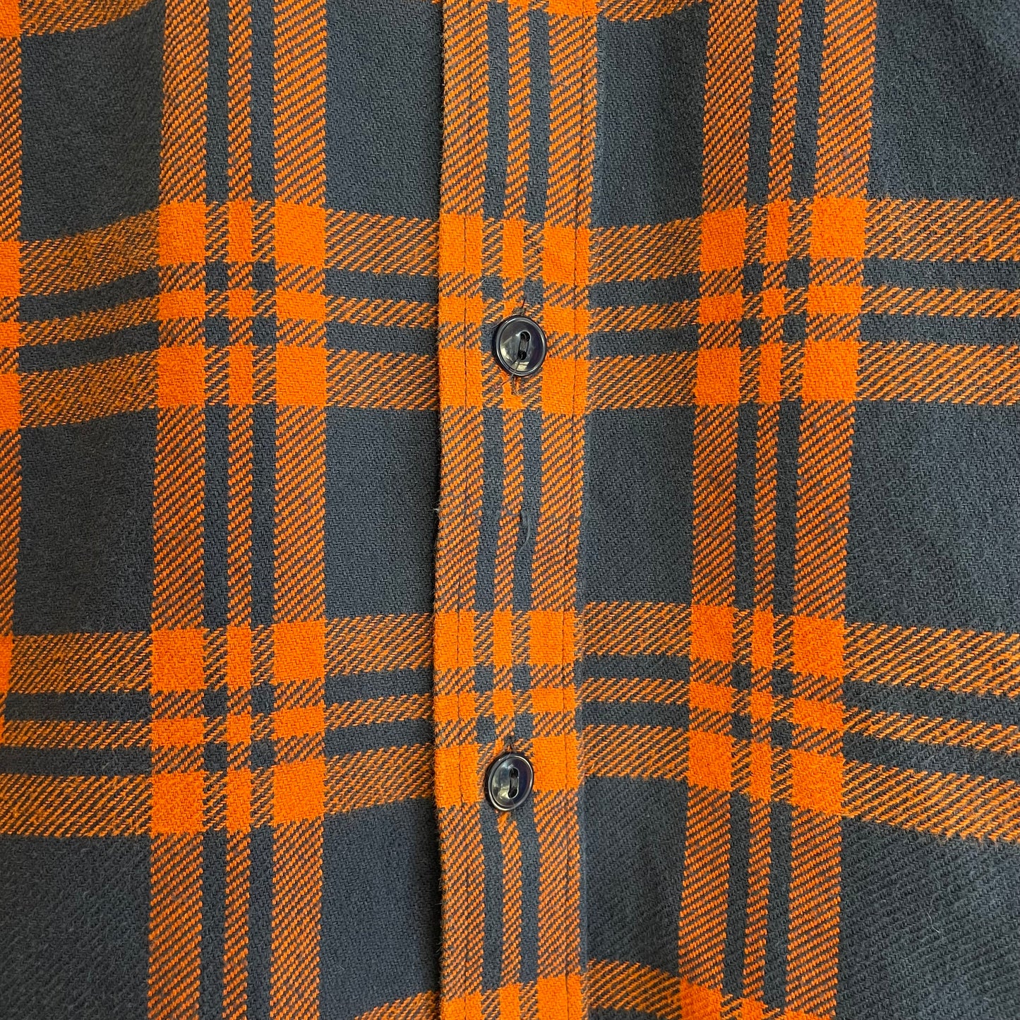 Navy Orange Check Flannel Work Shirt Cotton