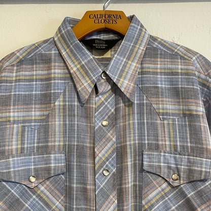 Multi Color Checked Western Shirt Grey/Blue