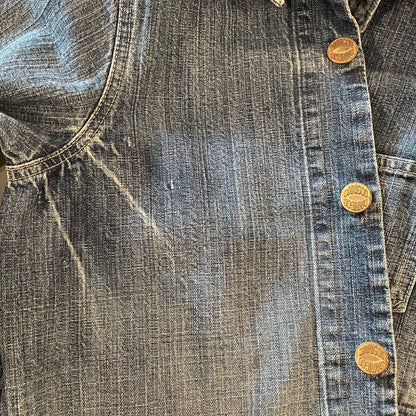 Work Jacket Denim Faded Washed Distressed