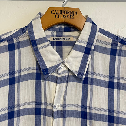 Blue White Check Long Sleeve Button Up Shirt