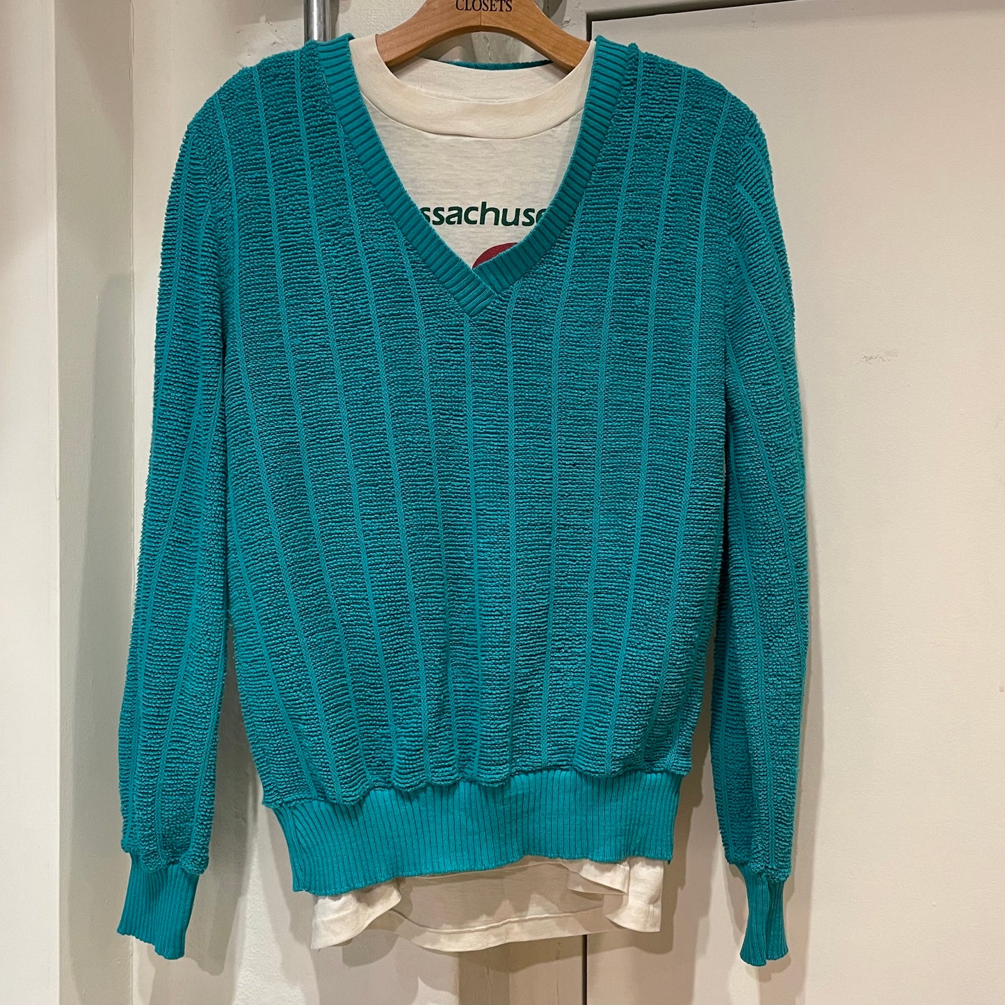 Acrylic V-Neck Sweater Blue