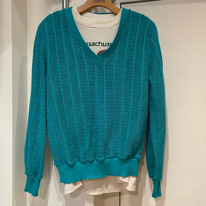 Acrylic V-Neck Sweater Blue