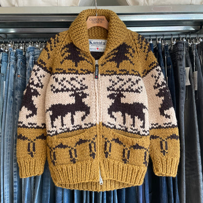 Reindeer Cowichan Shawl Collar 2-Way Talon Zip