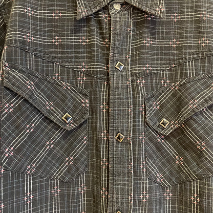 Plaid Western Shirt Black Short Sleeve