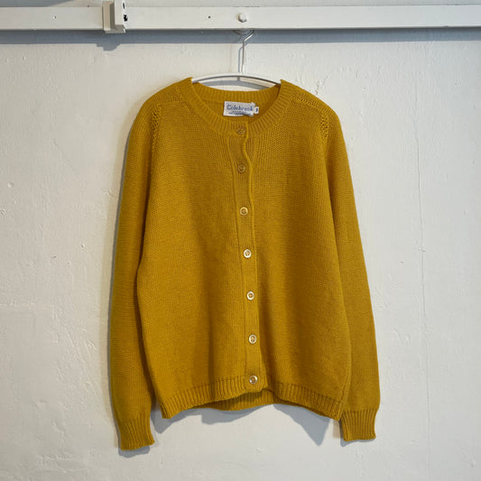Crew Neck Wool Cardigan Yellow