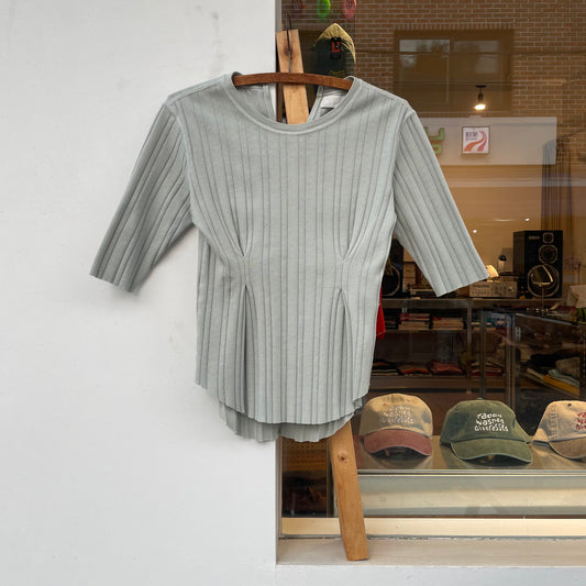 Rib Tuck T-Shirt Short Sleeve Green