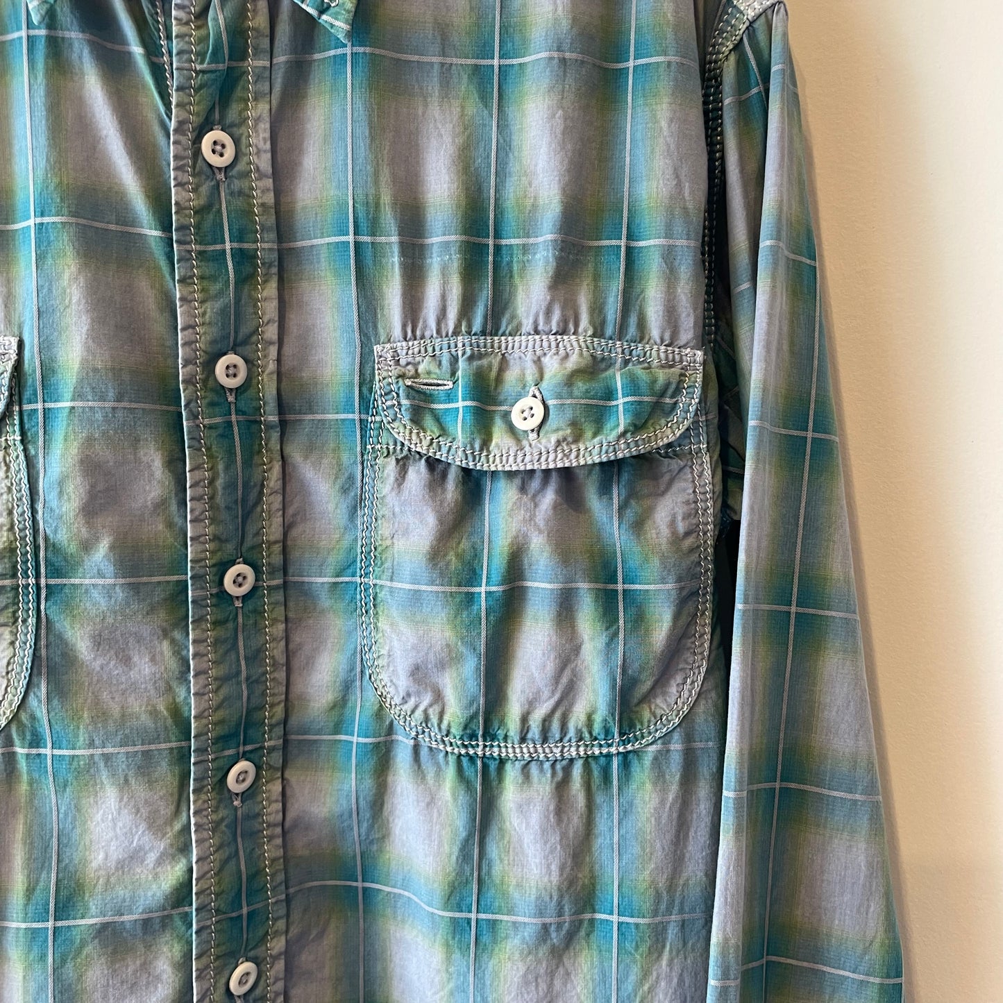 Patch Pocket Check Shirt Blue