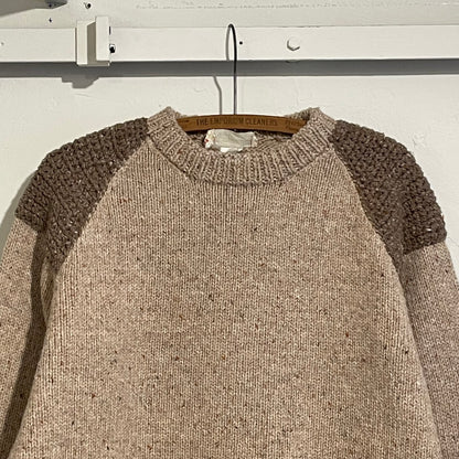 Elbow Patch Hand Knit Sweater Beige