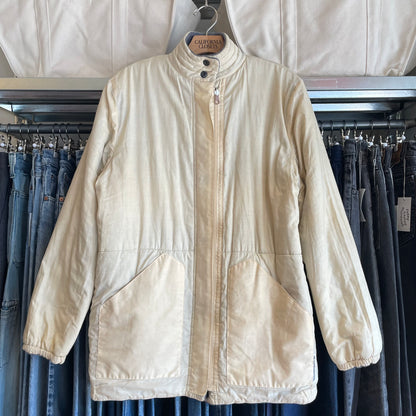 Striped Wool Blend Jacket Blue Beige riri zip