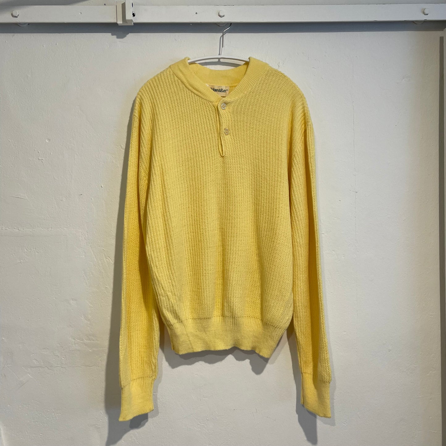 Henley Neck Knit Sweater Yellow