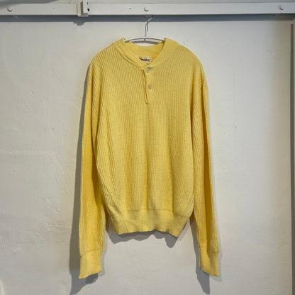Henley Neck Knit Sweater Yellow