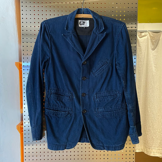 Indigo Faded Denim Workwear Blazer