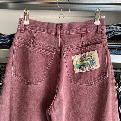 Burgundy Denim Pants Lampo Zip