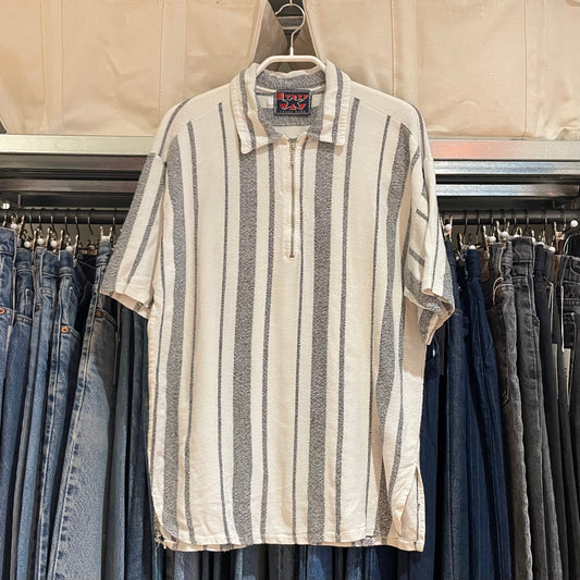 Striped Half Zip Shirt Off White